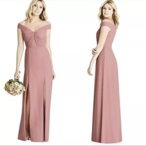 NWT Social Bridesmaids Dessy Dusty Rose Off Shoulder Formal Dress 10 Retail $208